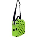 Large Black Polka Dots On Chartreuse Green - Crossbody Day Bag View2