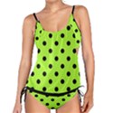 Large Black Polka Dots On Chartreuse Green - Tankini Set View1