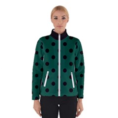 Large Black Polka Dots On Christmas Green - Winter Jacket by FashionLane