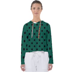 Large Black Polka Dots On Christmas Green - Women s Slouchy Sweat by FashionLane