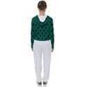 Large Black Polka Dots On Christmas Green - Women s Slouchy Sweat View2