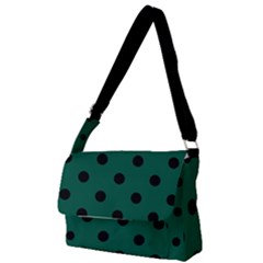 Large Black Polka Dots On Christmas Green - Full Print Messenger Bag (s) by FashionLane