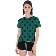 Large Black Polka Dots On Christmas Green - Open Back Sport Tee