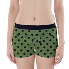 Large Black Polka Dots On Crocodile Green - Boyleg Bikini Wrap Bottoms by FashionLane