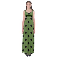 Large Black Polka Dots On Crocodile Green - Empire Waist Maxi Dress by FashionLane