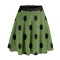 Large Black Polka Dots On Crocodile Green - High Waist Skirt View1