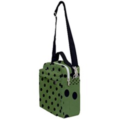 Large Black Polka Dots On Crocodile Green - Crossbody Day Bag by FashionLane