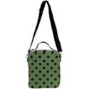 Large Black Polka Dots On Crocodile Green - Crossbody Day Bag View3