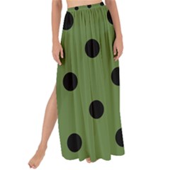 Large Black Polka Dots On Crocodile Green - Maxi Chiffon Tie-up Sarong by FashionLane