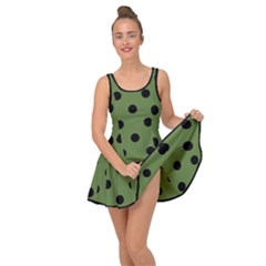 Large Black Polka Dots On Crocodile Green - Inside Out Casual Dress by FashionLane