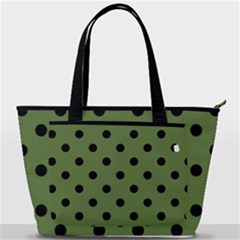 Large Black Polka Dots On Crocodile Green - Back Pocket Shoulder Bag  by FashionLane