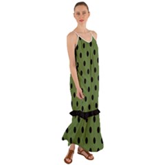 Large Black Polka Dots On Crocodile Green - Cami Maxi Ruffle Chiffon Dress by FashionLane