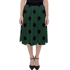 Large Black Polka Dots On Eden Green - Classic Midi Skirt by FashionLane