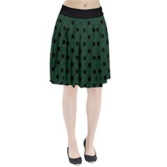 Large Black Polka Dots On Eden Green - Pleated Skirt by FashionLane