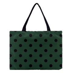 Large Black Polka Dots On Eden Green - Medium Tote Bag by FashionLane