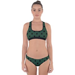 Large Black Polka Dots On Eden Green - Cross Back Hipster Bikini Set by FashionLane