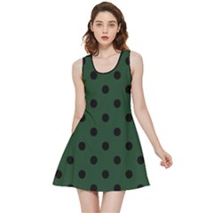 Large Black Polka Dots On Eden Green - Inside Out Reversible Sleeveless Dress by FashionLane