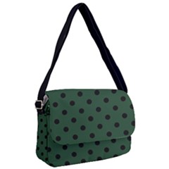 Large Black Polka Dots On Eden Green - Courier Bag by FashionLane