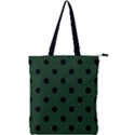 Large Black Polka Dots On Eden Green - Double Zip Up Tote Bag View1