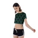 Large Black Polka Dots On Eden Green - Tie Back Short Sleeve Crop Tee View2