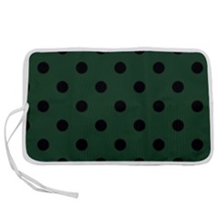 Large Black Polka Dots On Eden Green - Pen Storage Case (l)