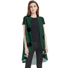 Large Black Polka Dots On Eden Green - Sleeveless Chiffon Waistcoat Shirt