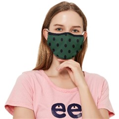 Large Black Polka Dots On Eden Green - Fitted Cloth Face Mask (adult) by FashionLane