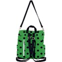 Large Black Polka Dots On Just Green - Crossbody Backpack View3