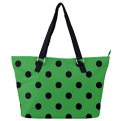 Large Black Polka Dots On Just Green - Full Print Shoulder Bag by FashionLane