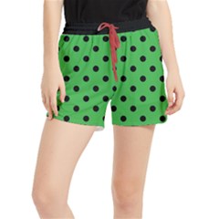 Large Black Polka Dots On Just Green - Runner Shorts by FashionLane