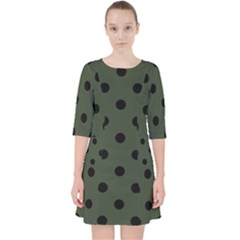 Large Black Polka Dots On Kombu Green - Pocket Dress by FashionLane