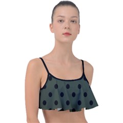 Large Black Polka Dots On Kombu Green - Frill Bikini Top by FashionLane