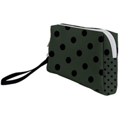 Large Black Polka Dots On Kombu Green - Wristlet Pouch Bag (small) by FashionLane