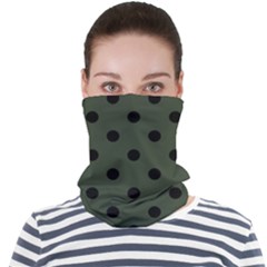 Large Black Polka Dots On Kombu Green - Face Seamless Bandana (adult)