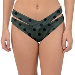 Large Black Polka Dots On Kombu Green - Double Strap Halter Bikini Bottom by FashionLane