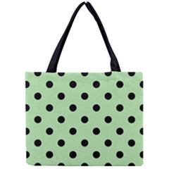 Large Black Polka Dots On Pale Green - Mini Tote Bag by FashionLane