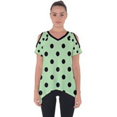 Large Black Polka Dots On Pale Green - Cut Out Side Drop Tee by FashionLane