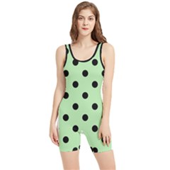 Large Black Polka Dots On Pale Green - Women s Wrestling Singlet