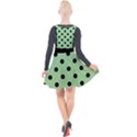 Large Black Polka Dots On Pale Green - Plunge Pinafore Velour Dress View2