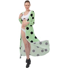 Large Black Polka Dots On Pale Green - Maxi Chiffon Beach Wrap by FashionLane