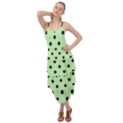 Large Black Polka Dots On Pale Green - Layered Bottom Dress by FashionLane