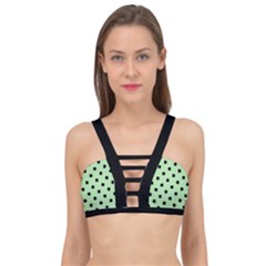 Large Black Polka Dots On Pale Green - Cage Up Bikini Top by FashionLane