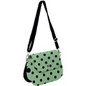 Large Black Polka Dots On Pale Green - Saddle Handbag View1