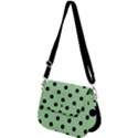 Large Black Polka Dots On Pale Green - Saddle Handbag View2