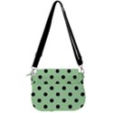 Large Black Polka Dots On Pale Green - Saddle Handbag View3