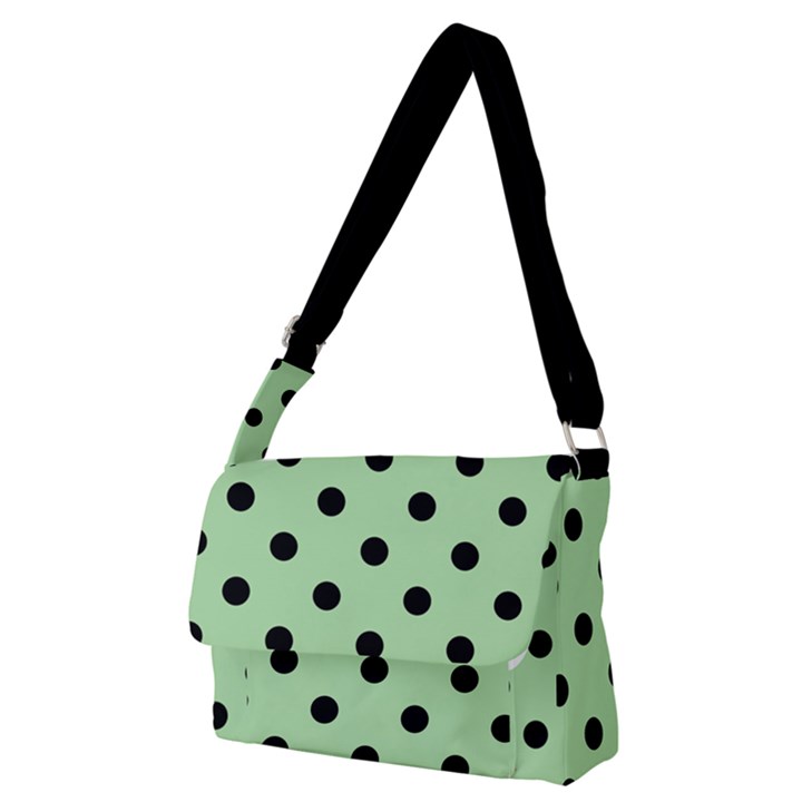 Large Black Polka Dots On Pale Green - Full Print Messenger Bag (M)