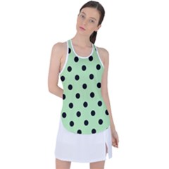 Large Black Polka Dots On Pale Green - Racer Back Mesh Tank Top by FashionLane