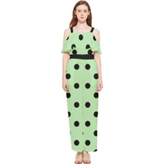 Large Black Polka Dots On Pale Green - Draped Sleeveless Chiffon Jumpsuit