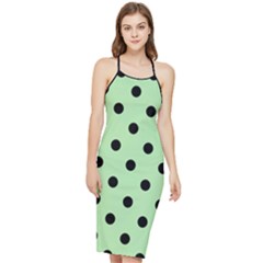 Large Black Polka Dots On Pale Green - Bodycon Cross Back Summer Dress by FashionLane