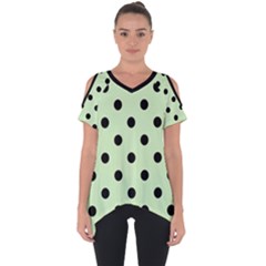 Large Black Polka Dots On Tea Green - Cut Out Side Drop Tee by FashionLane